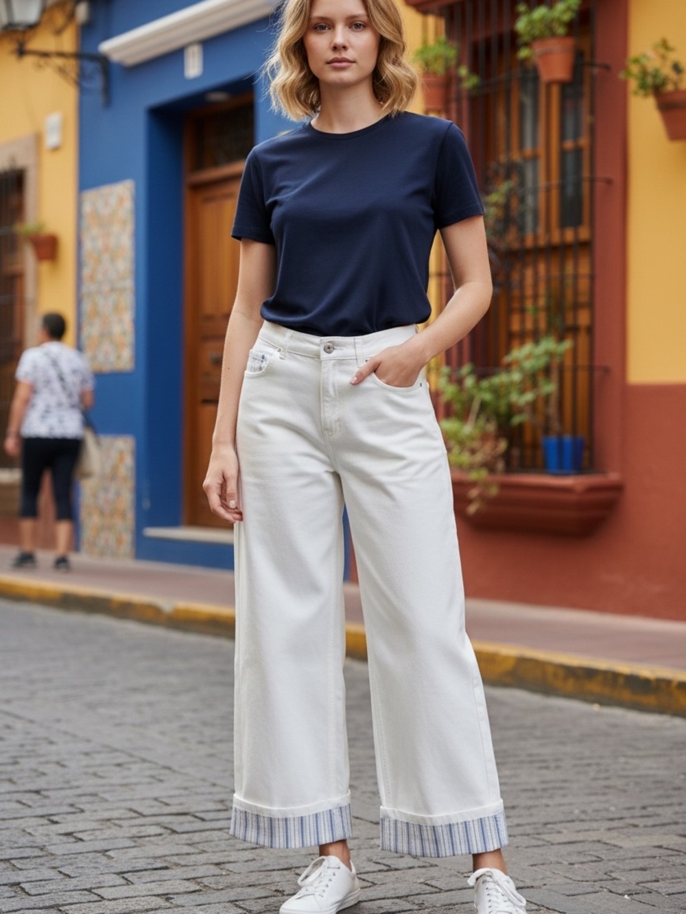 SHEIN White Wide-Leg Pants
